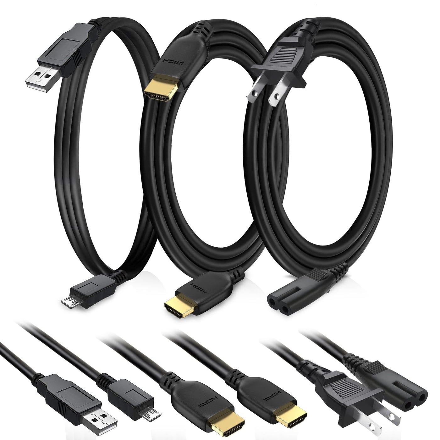 BRENDEZ Replacement Set of Cables,- HDMI Cable 8K with Ethernet Male to Male + USB Cable + Power Cord Compatible with Sony PlayStation 4 Pro and PlayStation 4 PS4 Gaming Console. (10-FEET)